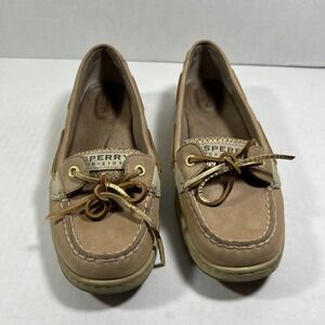 Vintage Sperry Top Sider 9‎ Medium Brown Leather Sparkle Boat Shoes